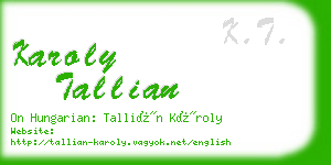 karoly tallian business card